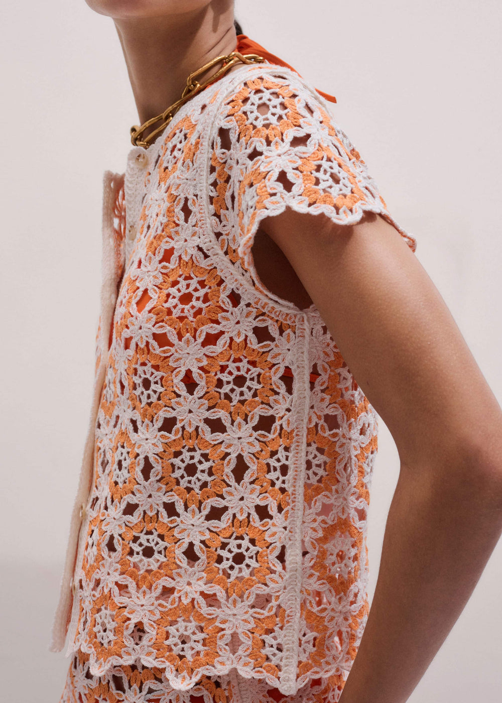 Floral Crochet Orange Beach Baby Tee meandem