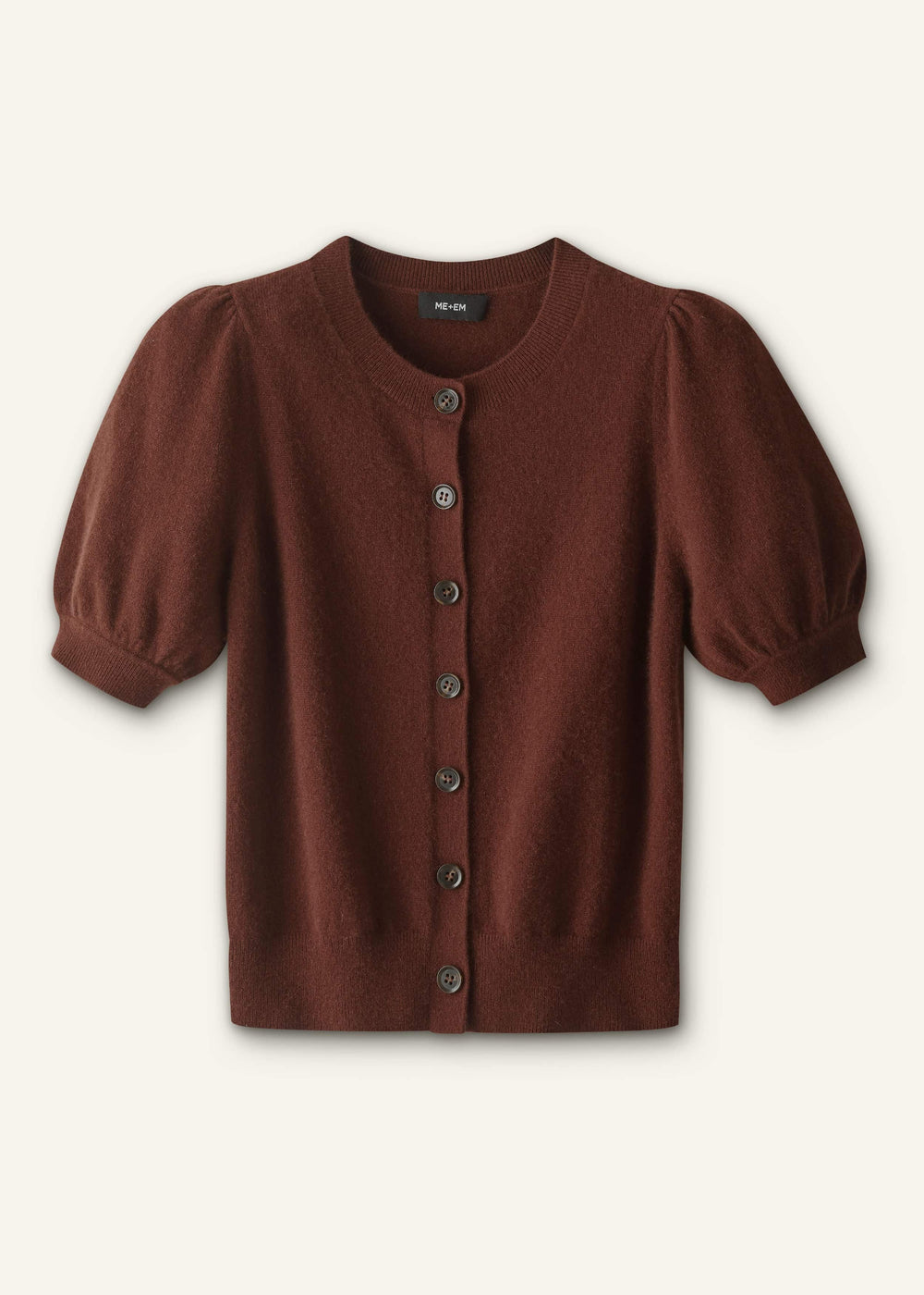 Cinnamon Brown Cashmere Feminine Sleeve Cardi meandem