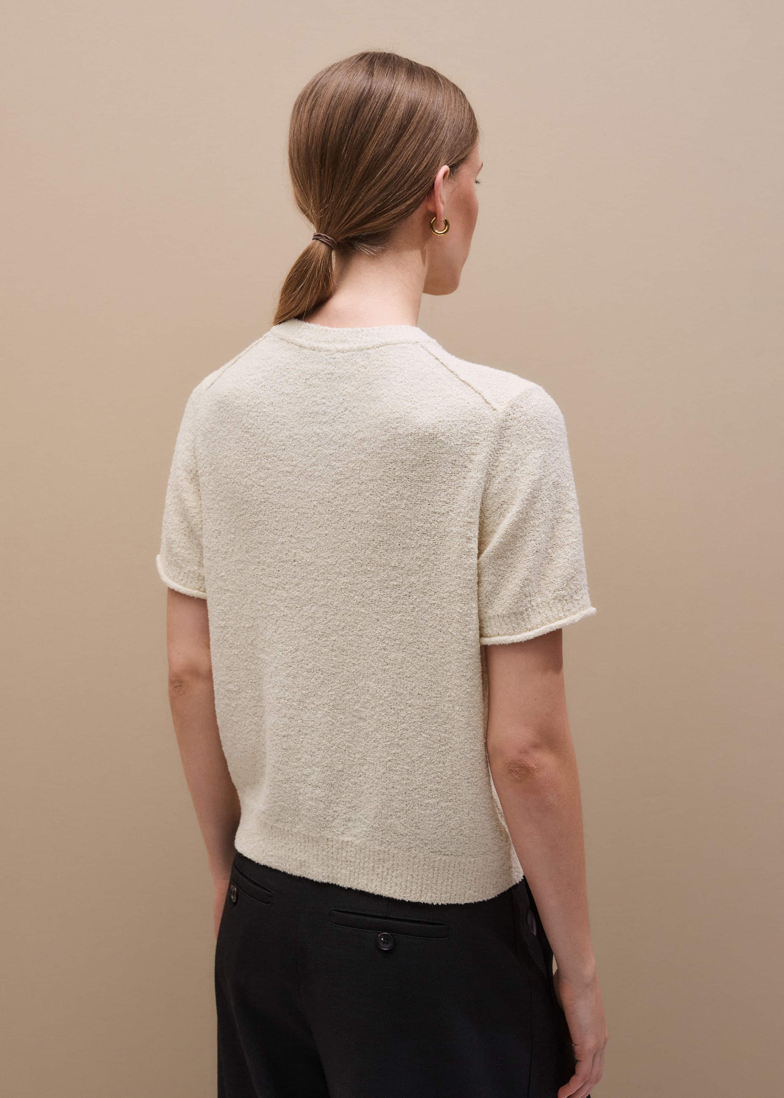 Cream Short Sleeve Cardigan meandem