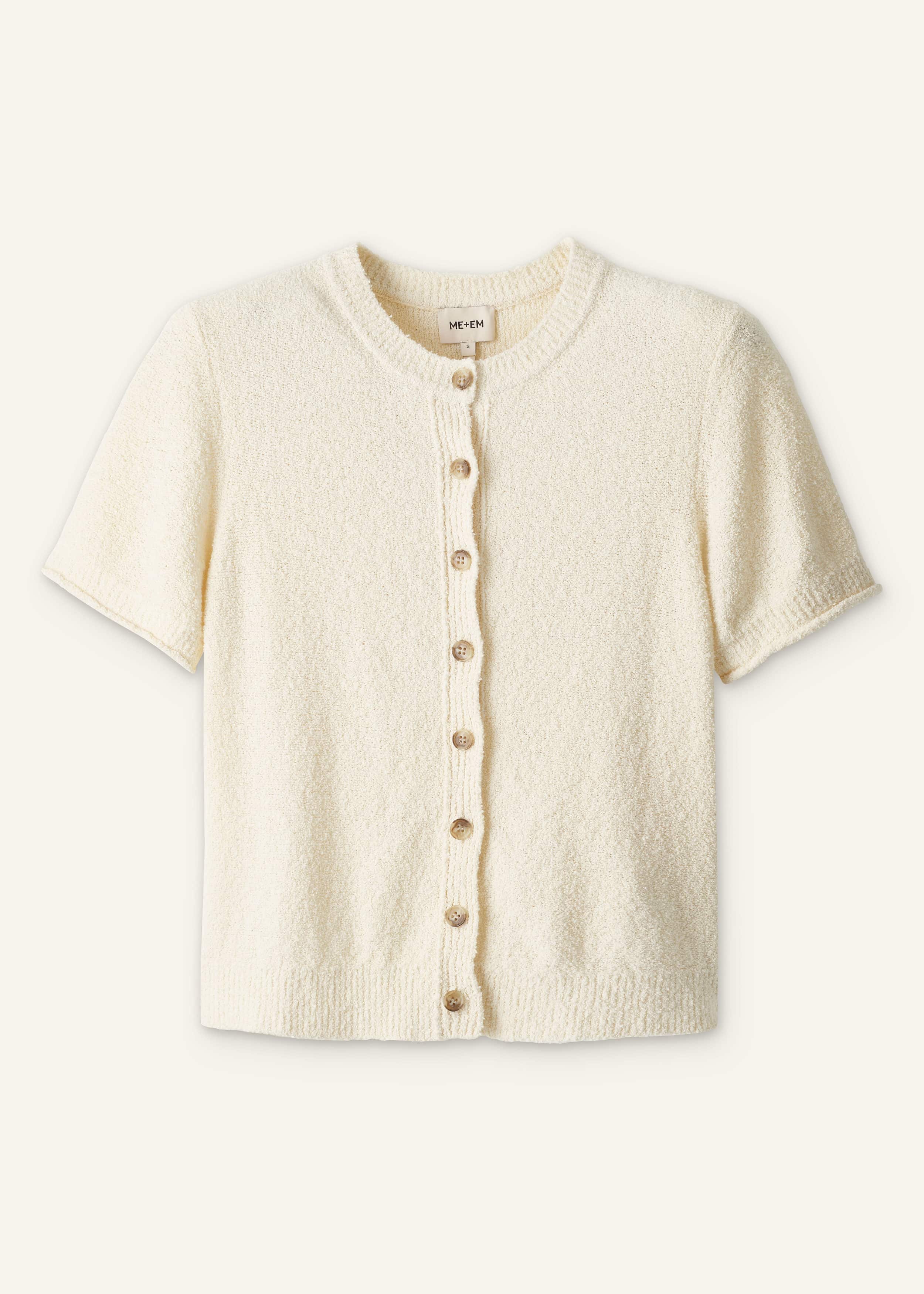 Cream Short Sleeve Cardigan meandem