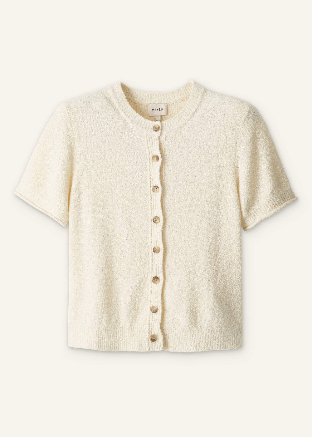 Cream Short Sleeve Cardigan meandem