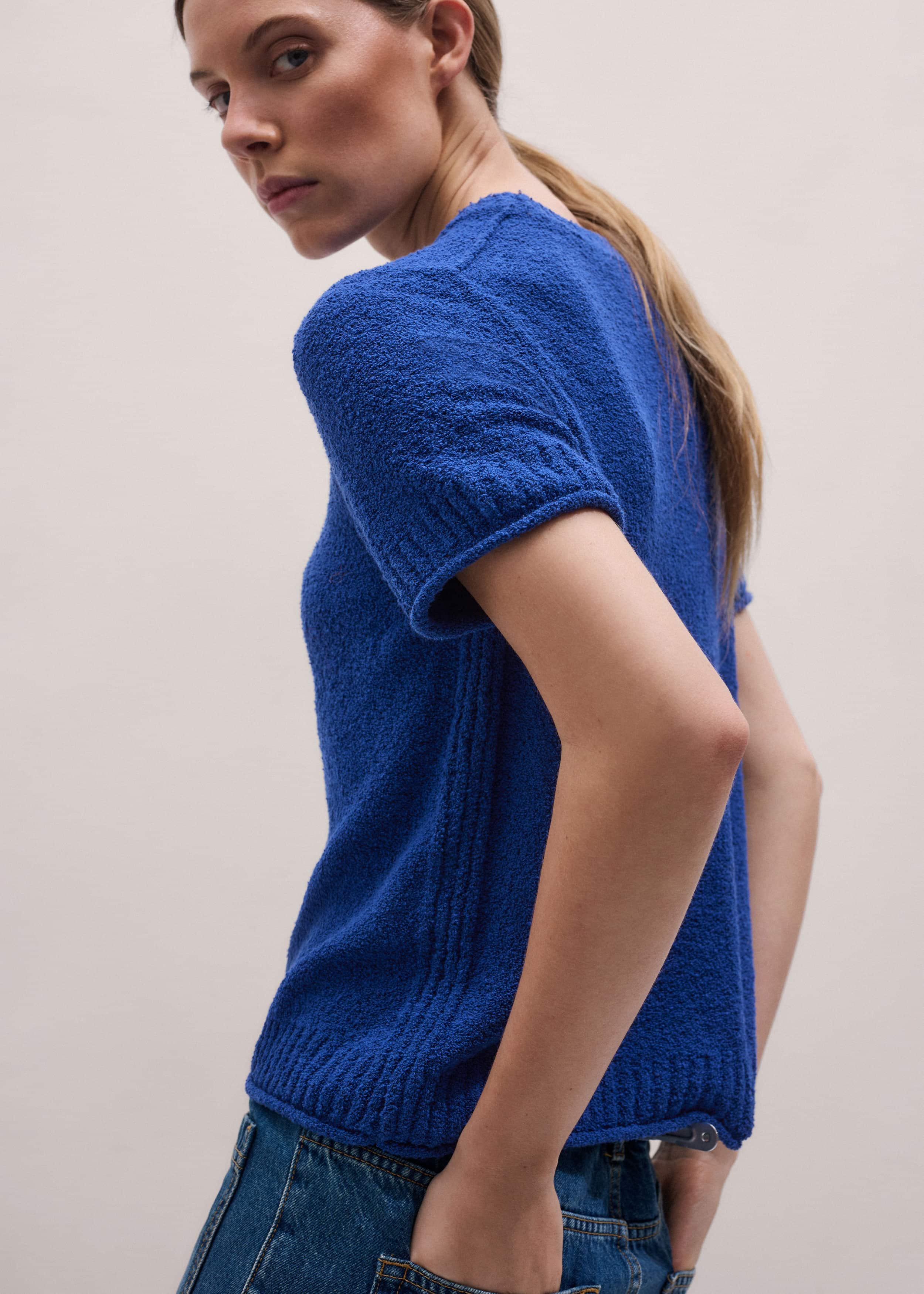 Blue Straight Knit Tee meandem