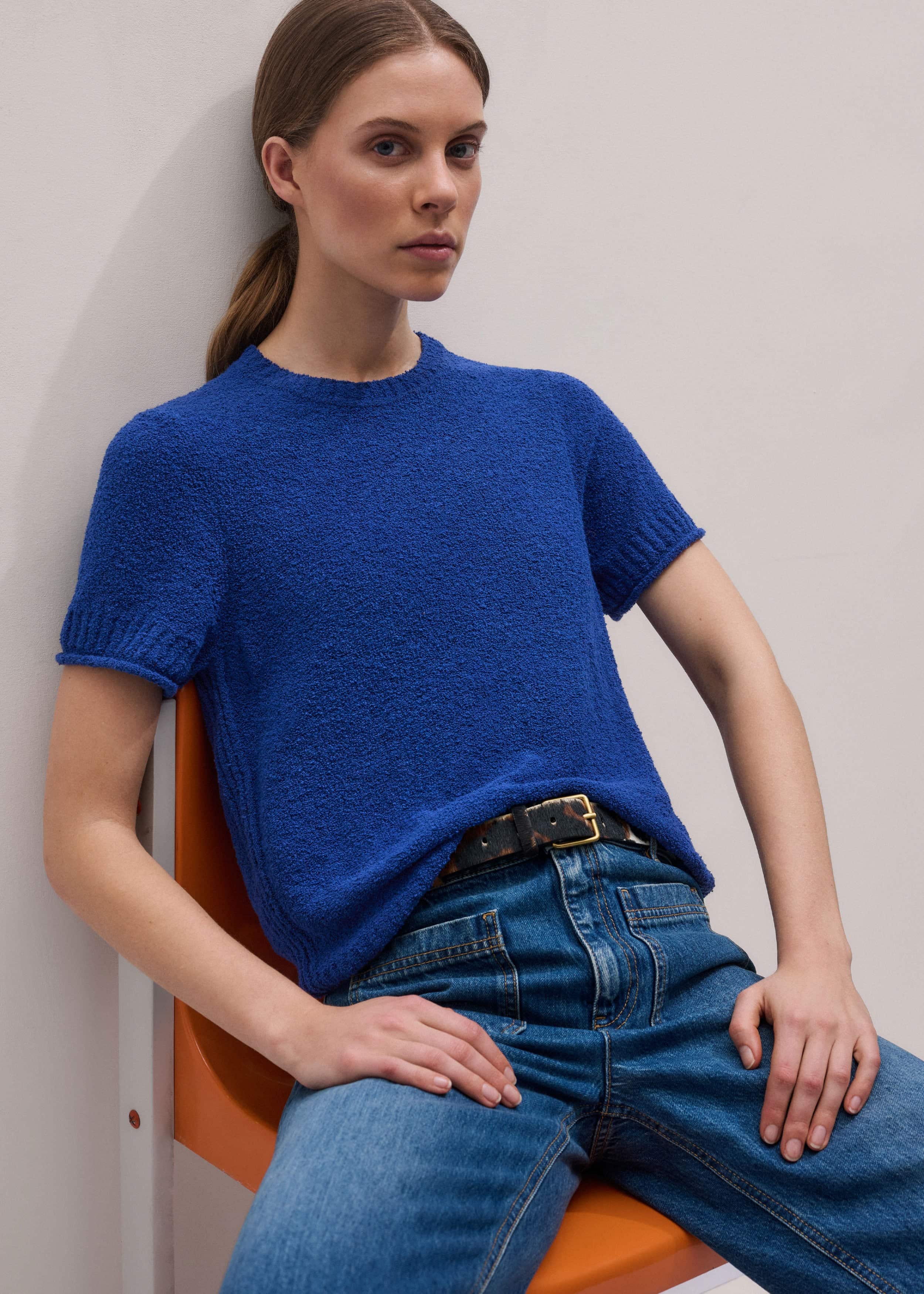 Blue Straight Knit Tee meandem