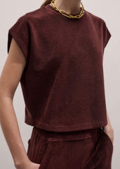 Cinnamon Brown Cap Sleeve Crop Tee meandem
