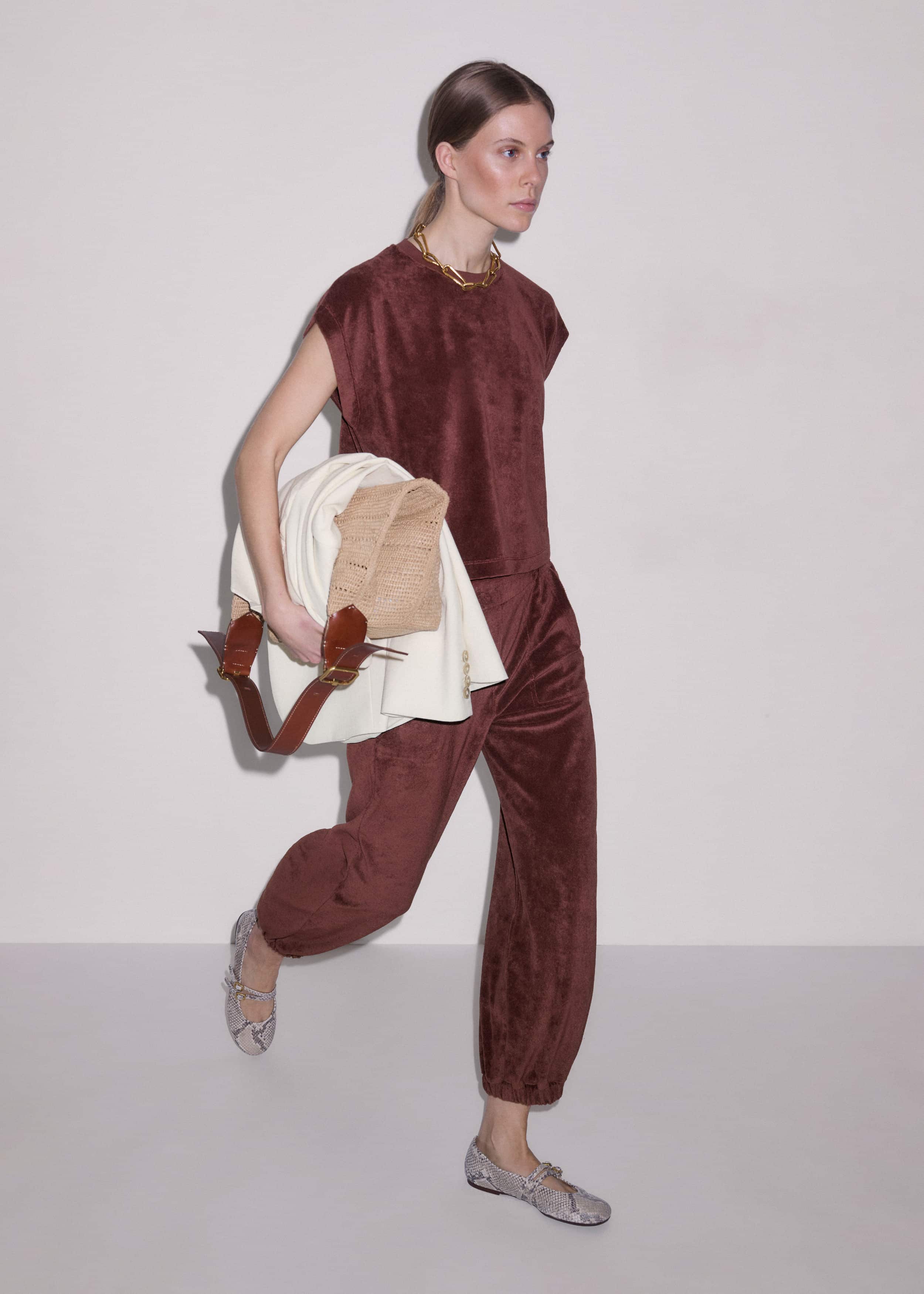 Cinnamon Brown Cap Sleeve Crop Tee meandem