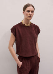Cinnamon Brown Cap Sleeve Crop Tee meandem