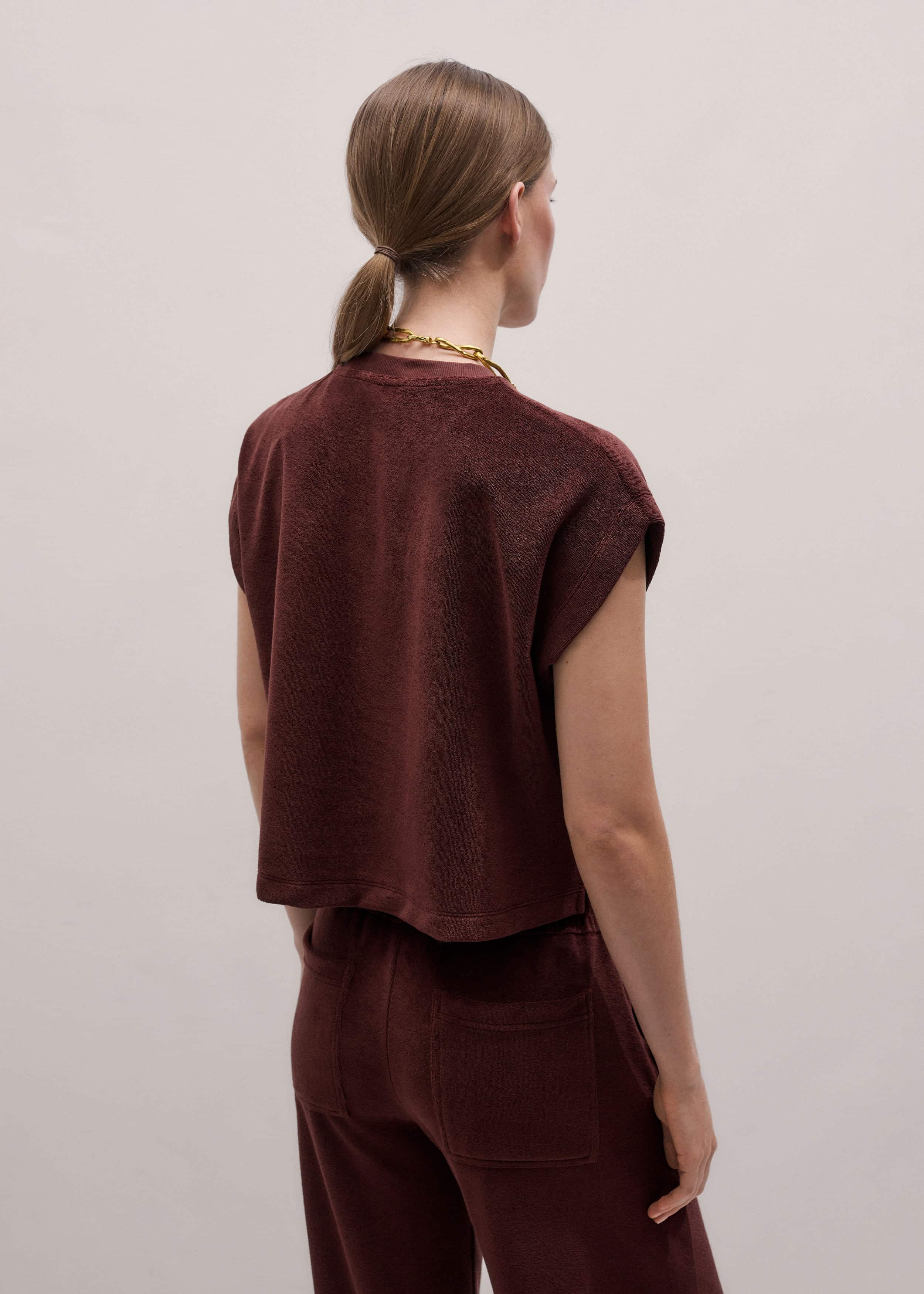 Cinnamon Brown Cap Sleeve Crop Tee meandem