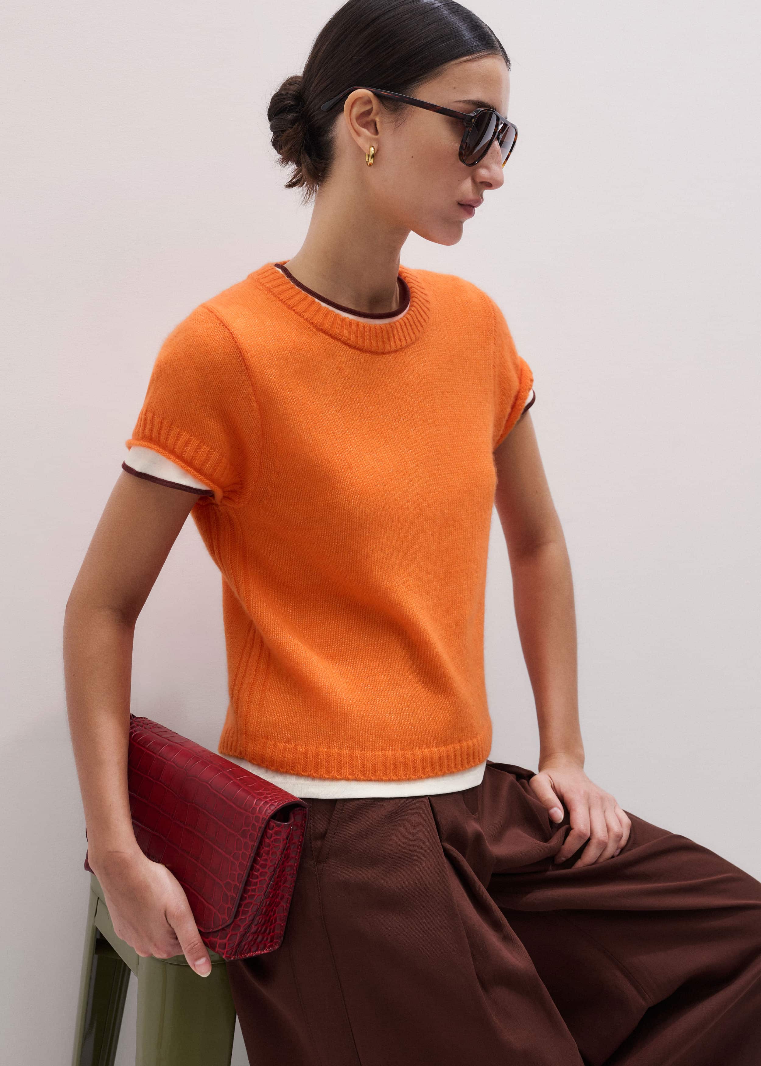 Orange Merino Cashmere Silk Baby Tee meandem
