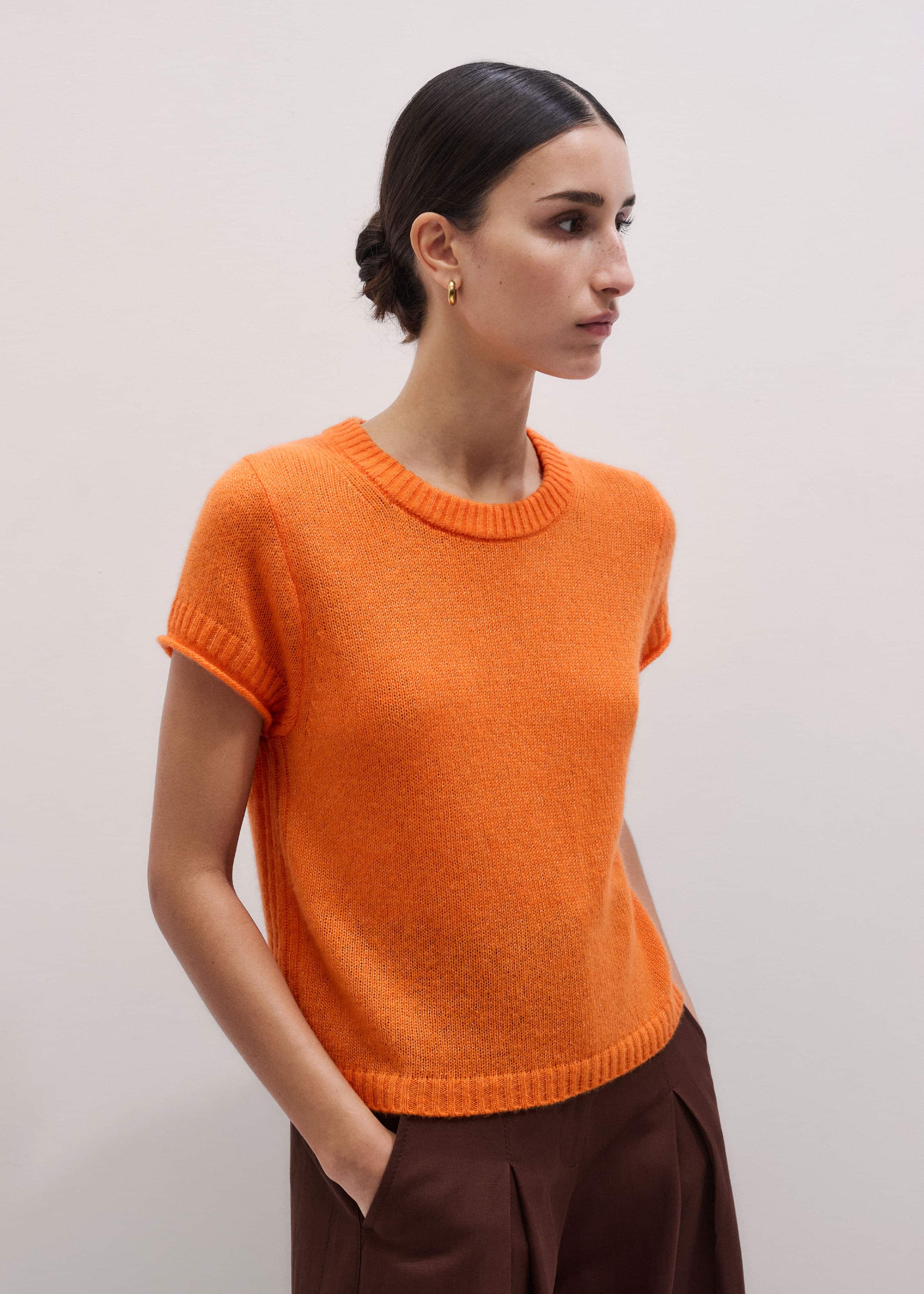 Orange Merino Cashmere Silk Baby Tee meandem