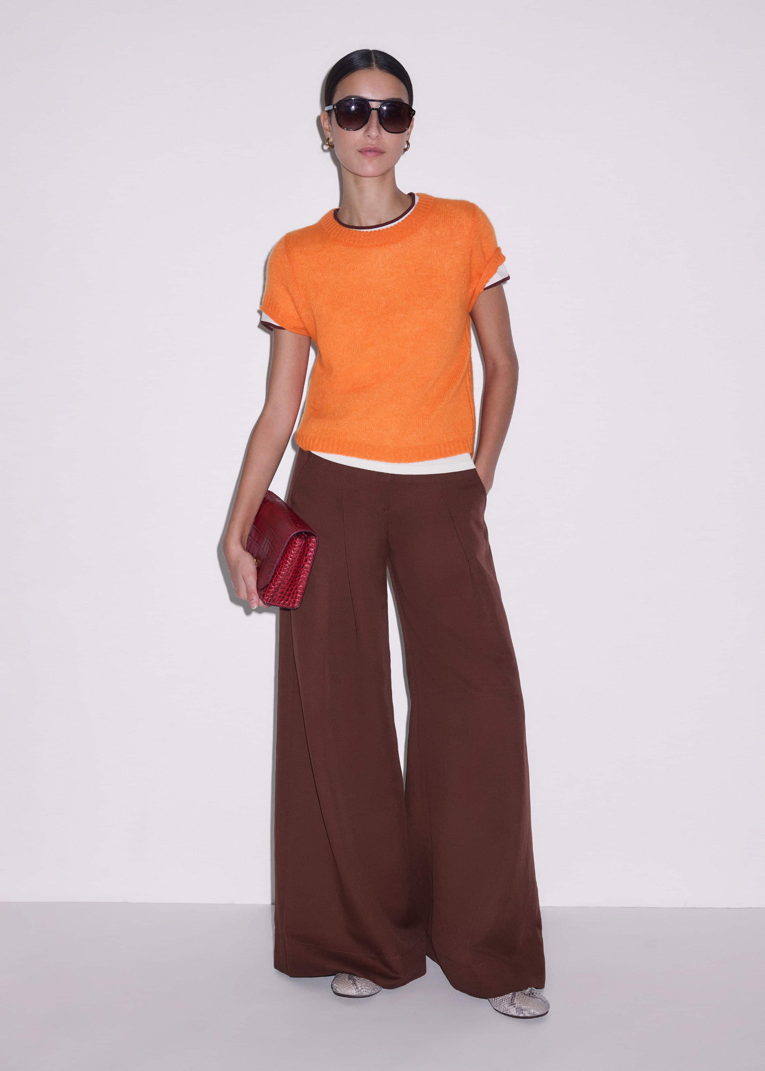 Orange Merino Cashmere Silk Baby Tee meandem