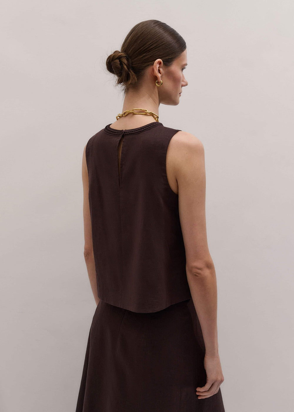 Brown Crochet Trim Crop Top meandem