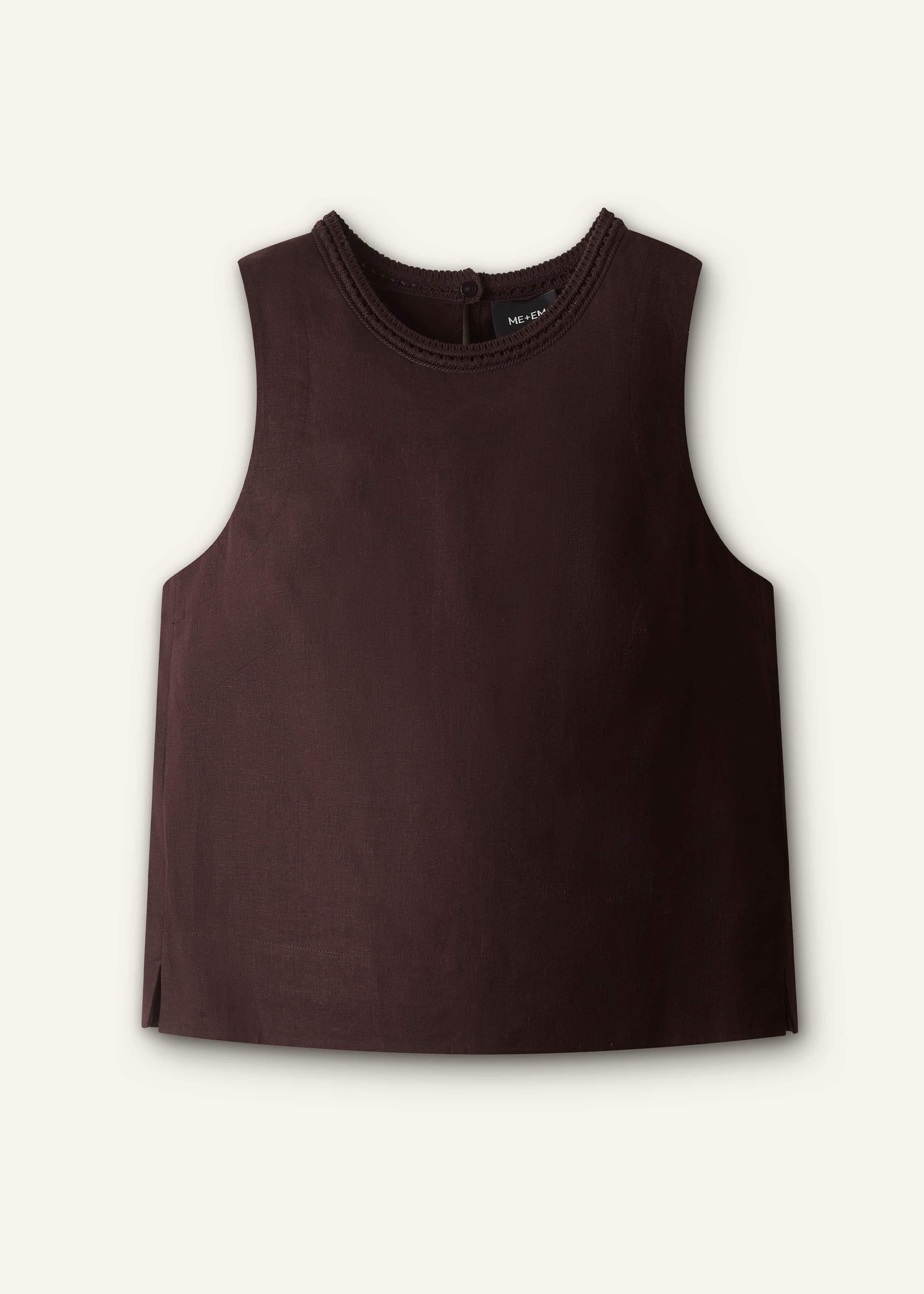 Brown Crochet Trim Crop Top meandem