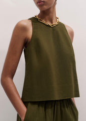 Olive Green Shell Crop Top meandem