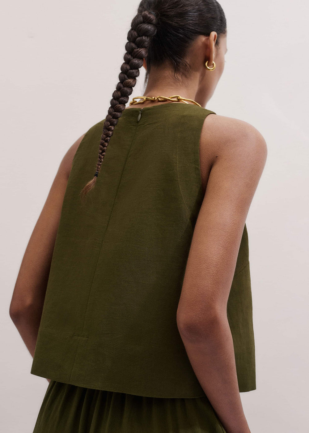 Olive Green Shell Crop Top meandem