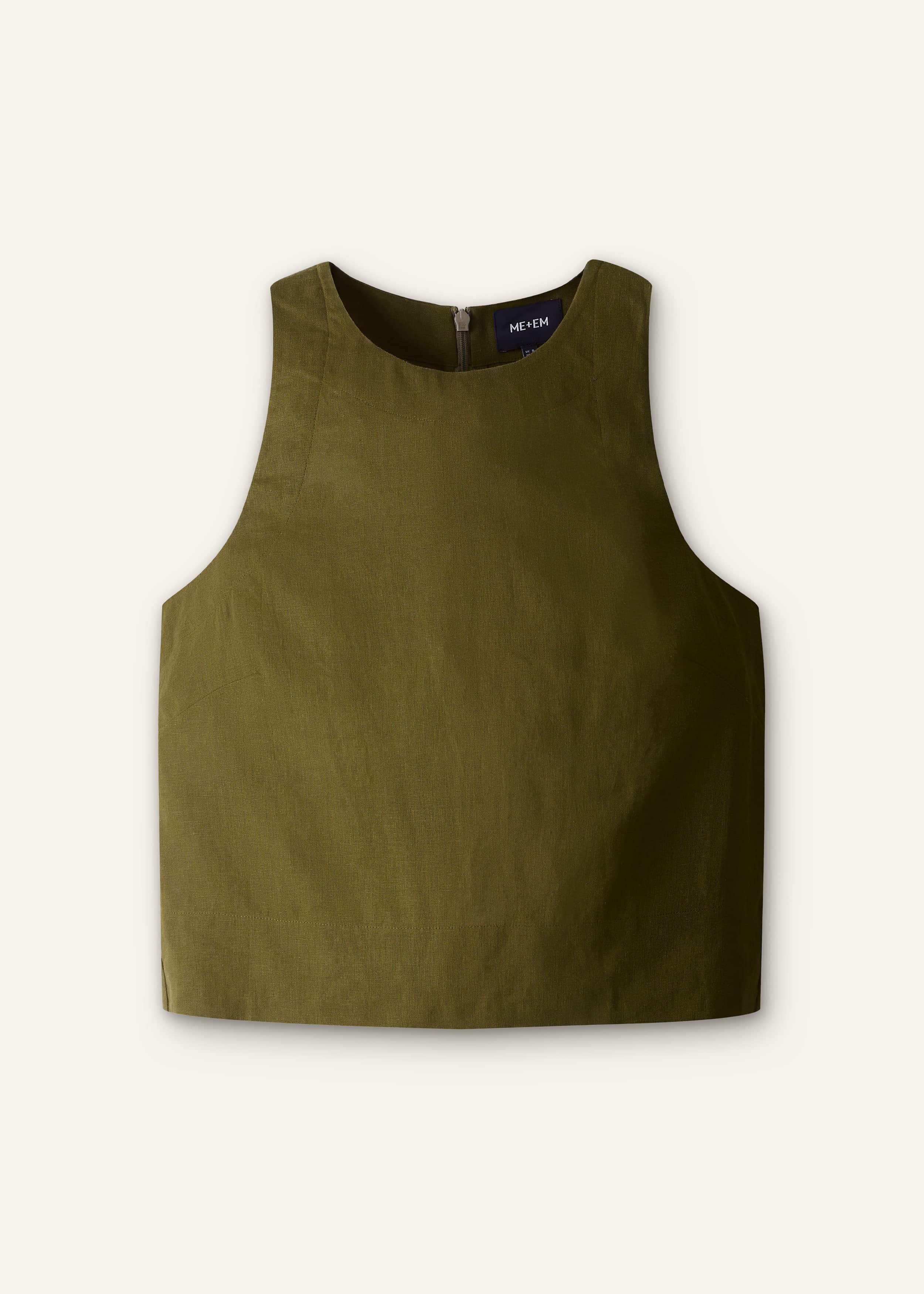 Olive Green Shell Crop Top meandem