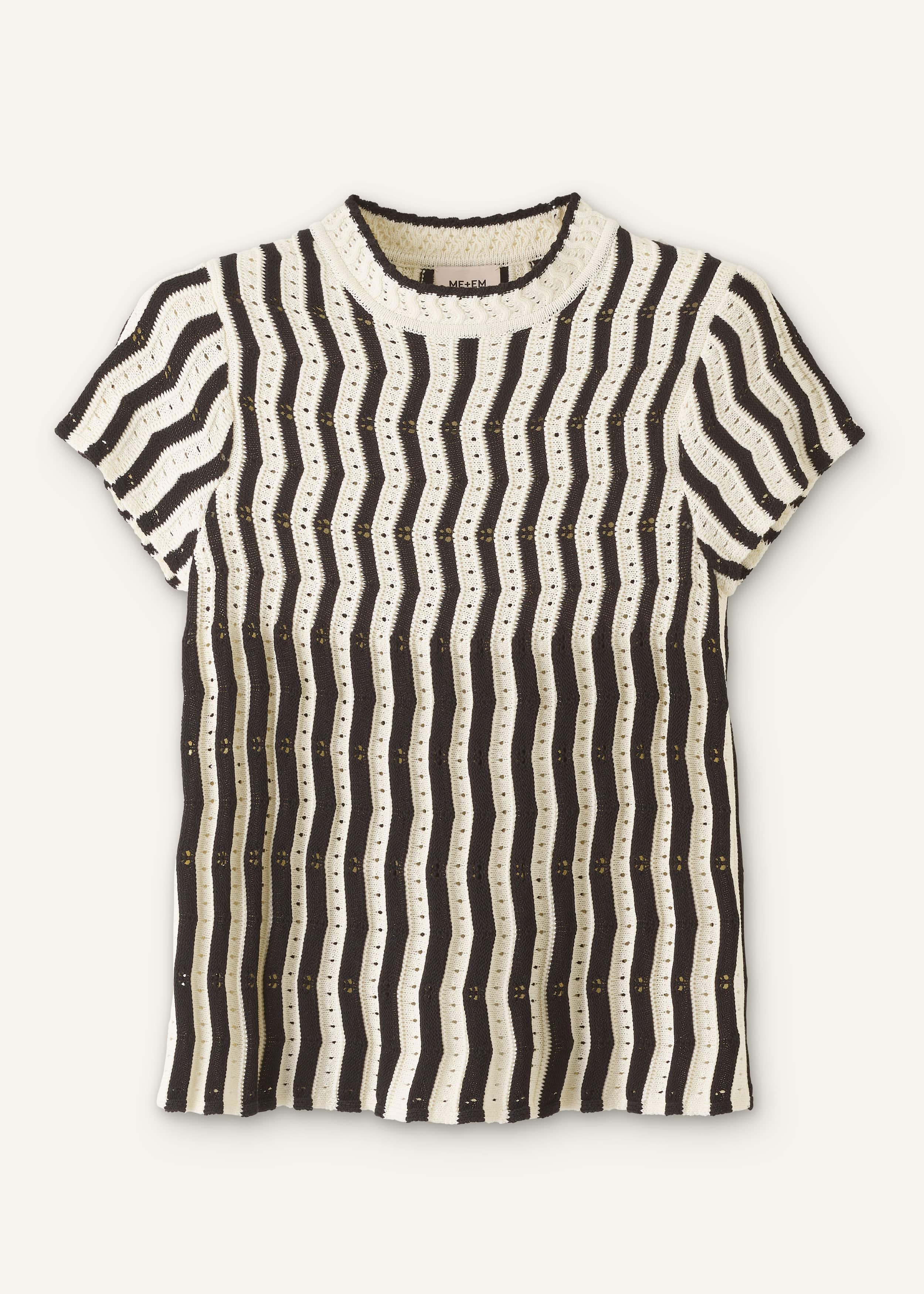 Cream Textured Pointelle Knit Swing Top meandem