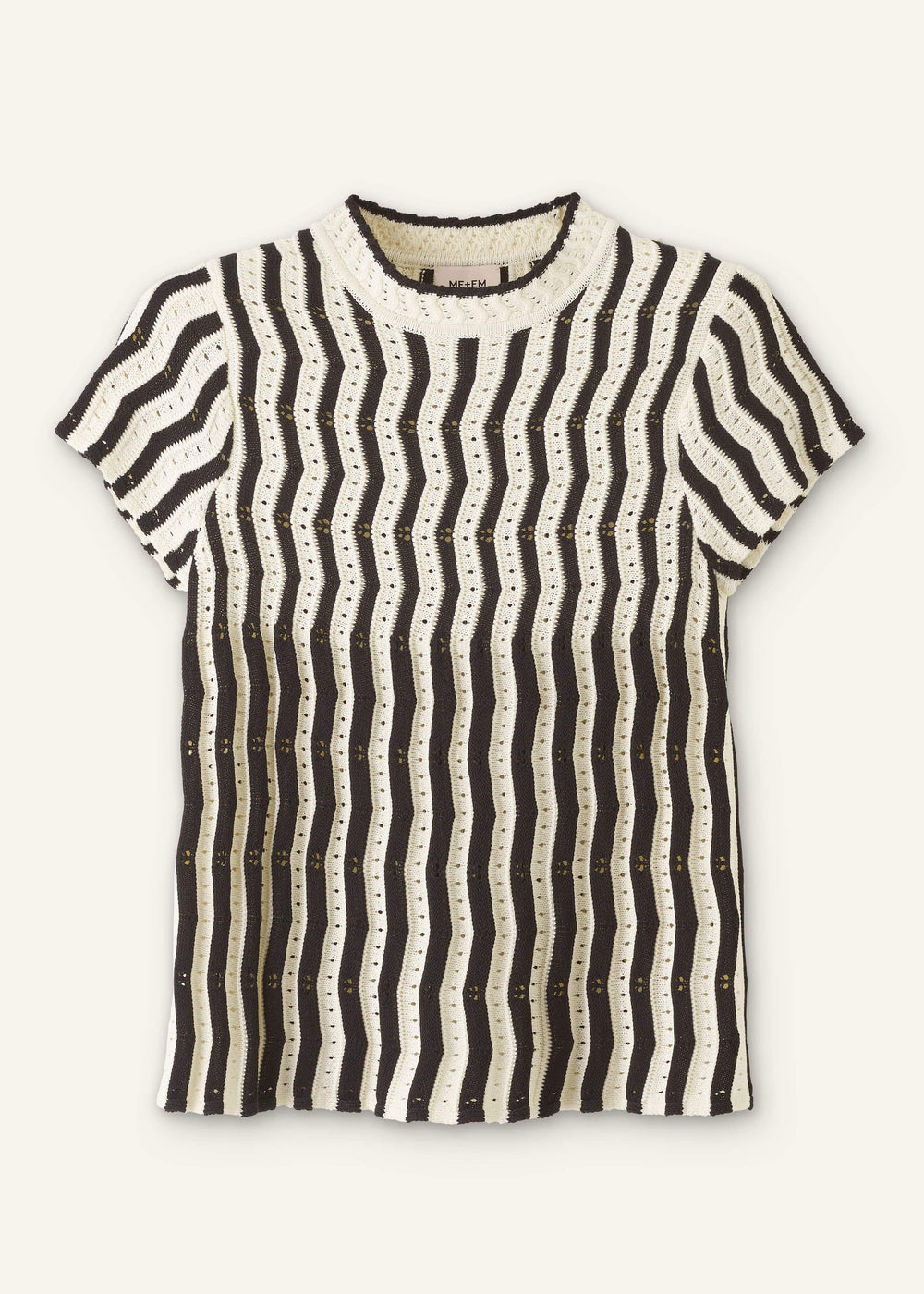 Cream Textured Pointelle Knit Swing Top meandem