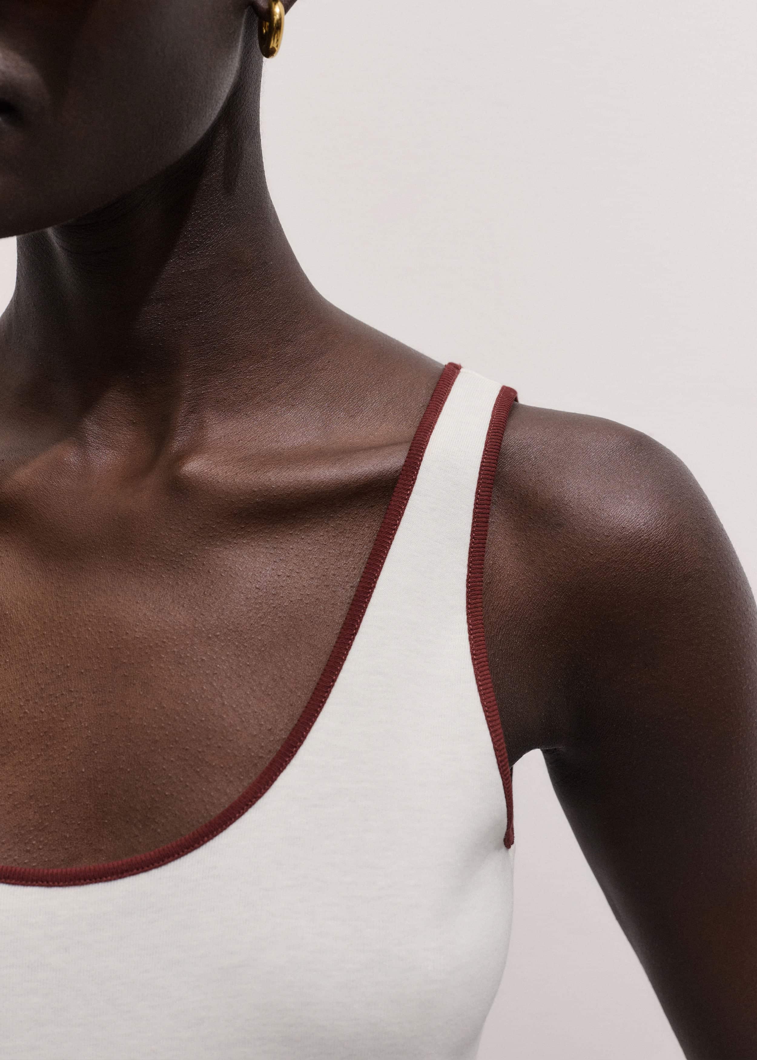 Cream Contrast Trim Slim Vest meandem