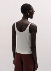 Cream Contrast Trim Slim Vest meandem