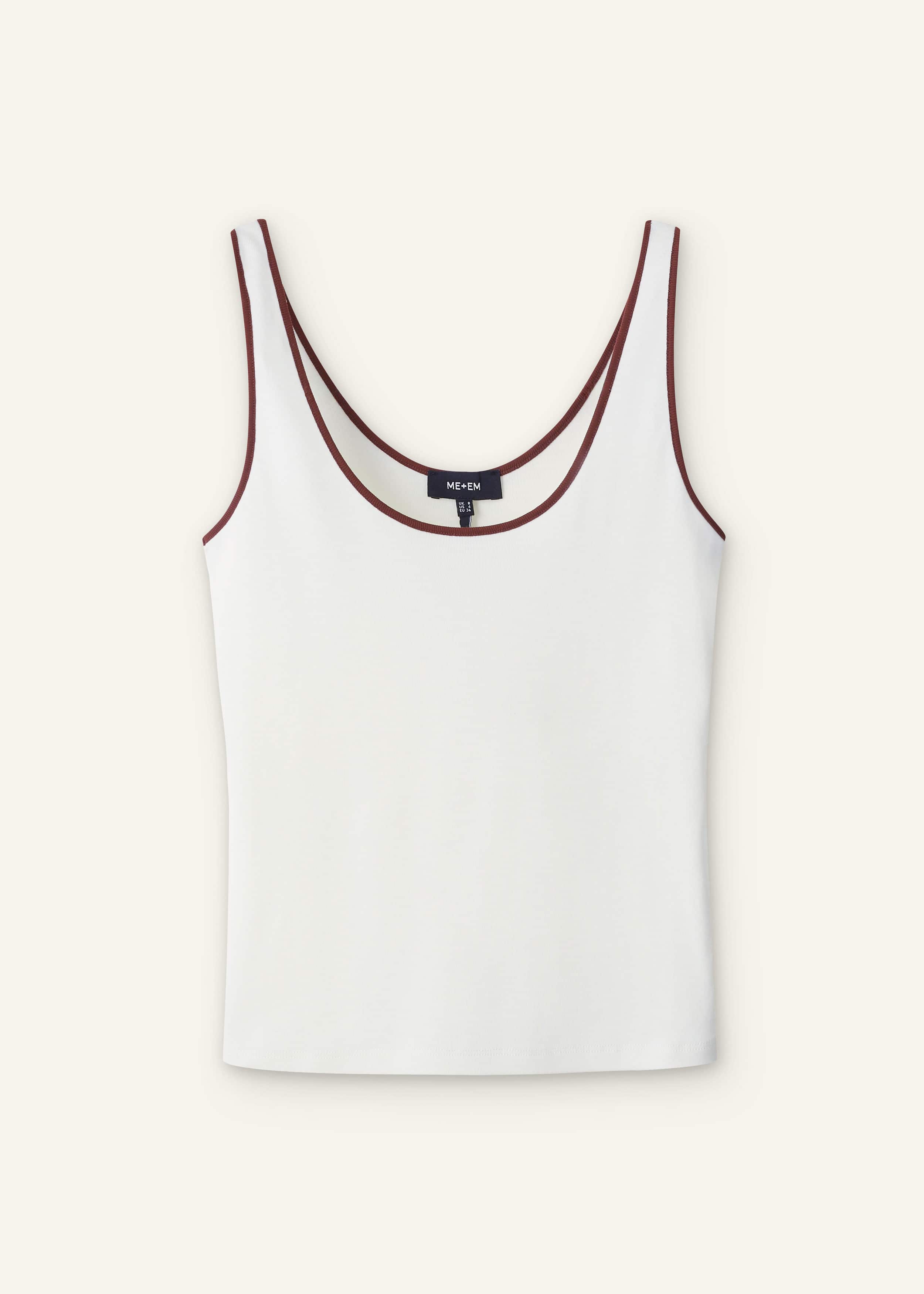 Cream Contrast Trim Slim Vest meandem