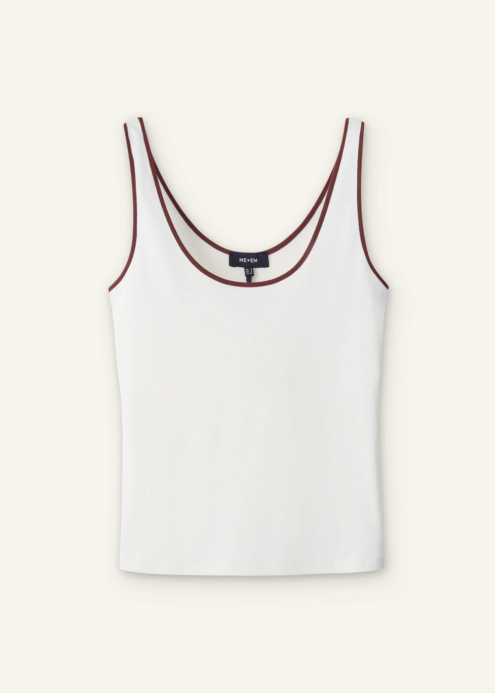 Cream Contrast Trim Slim Vest meandem