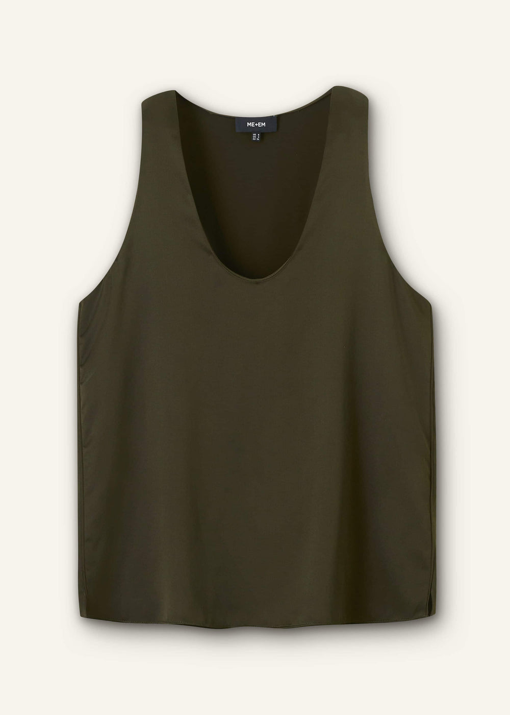 Olive Green Silk Satin Evening Tank Top meandem