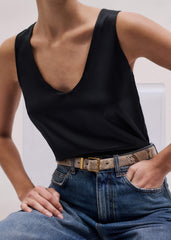 Black Silk Satin Evening Tank Top meandem