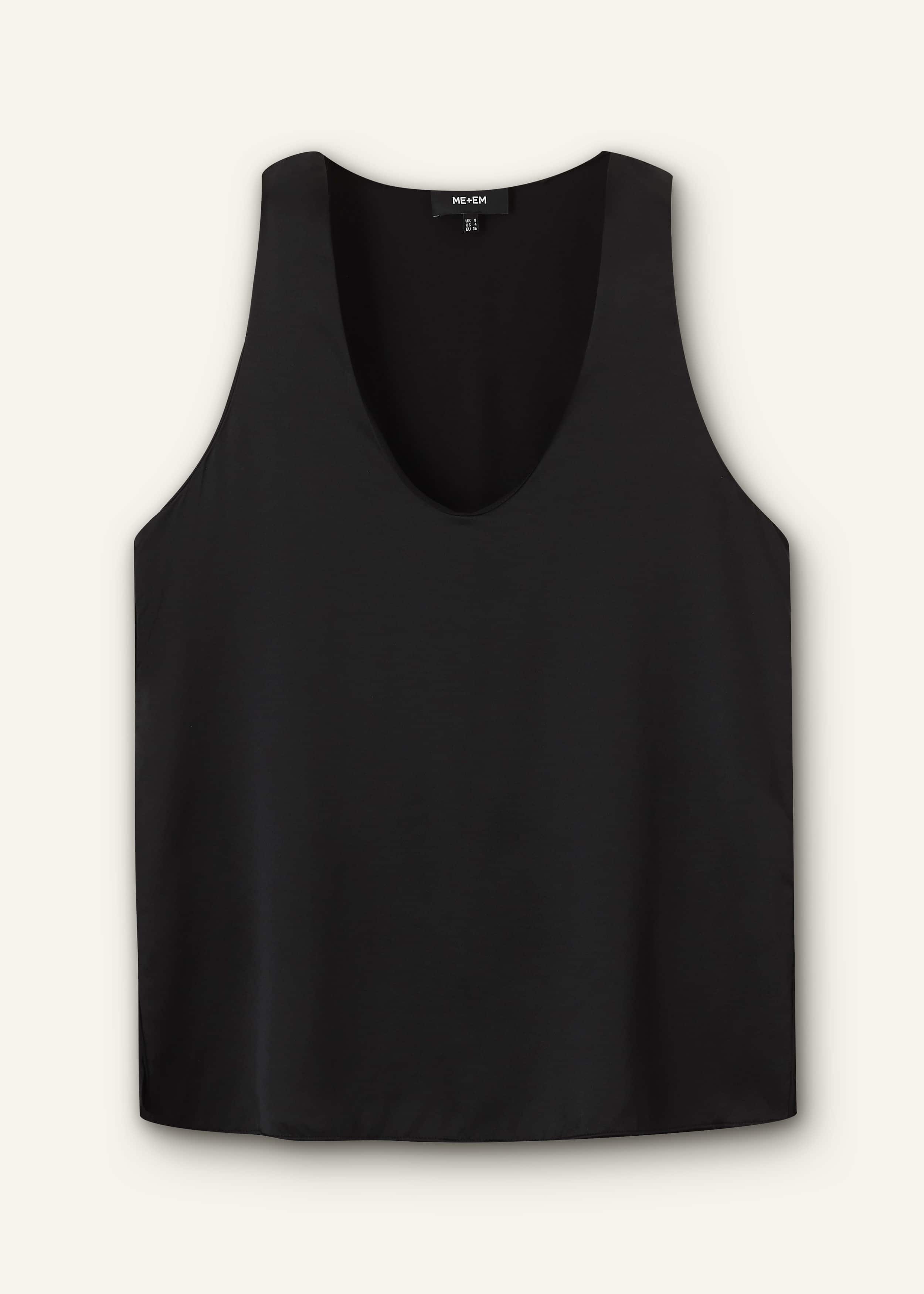 Black Silk Satin Evening Tank Top meandem