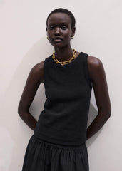 Black Textured Slim Basic Tank Top meandem