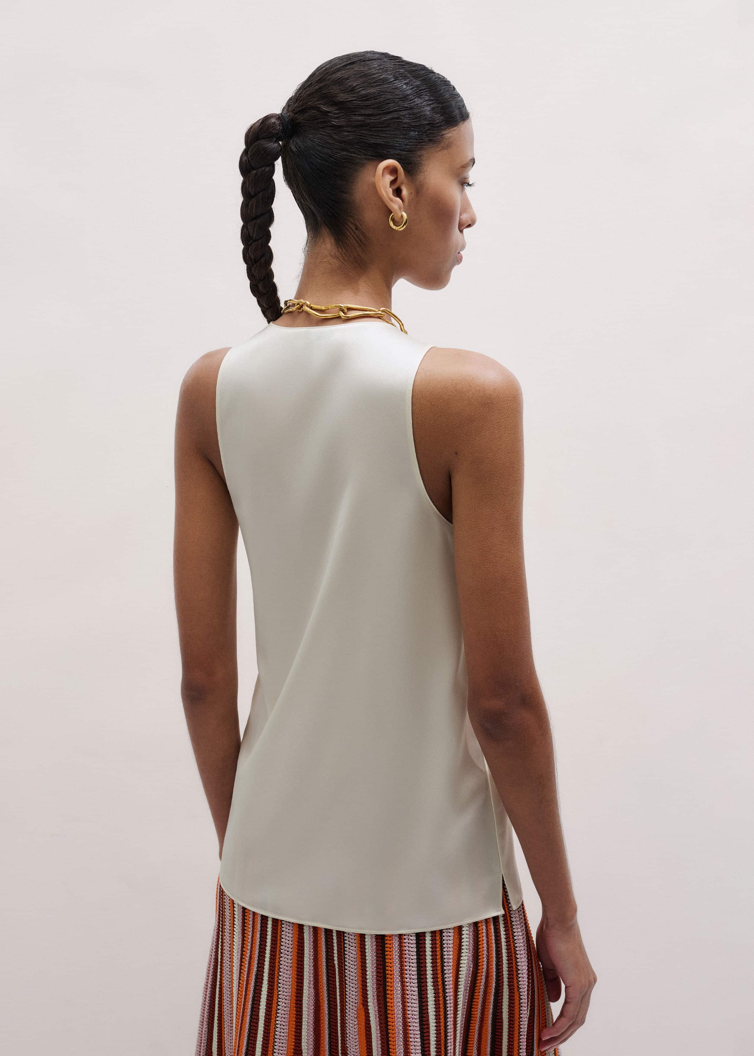 Cream Fluid Evening Tank Top meandem
