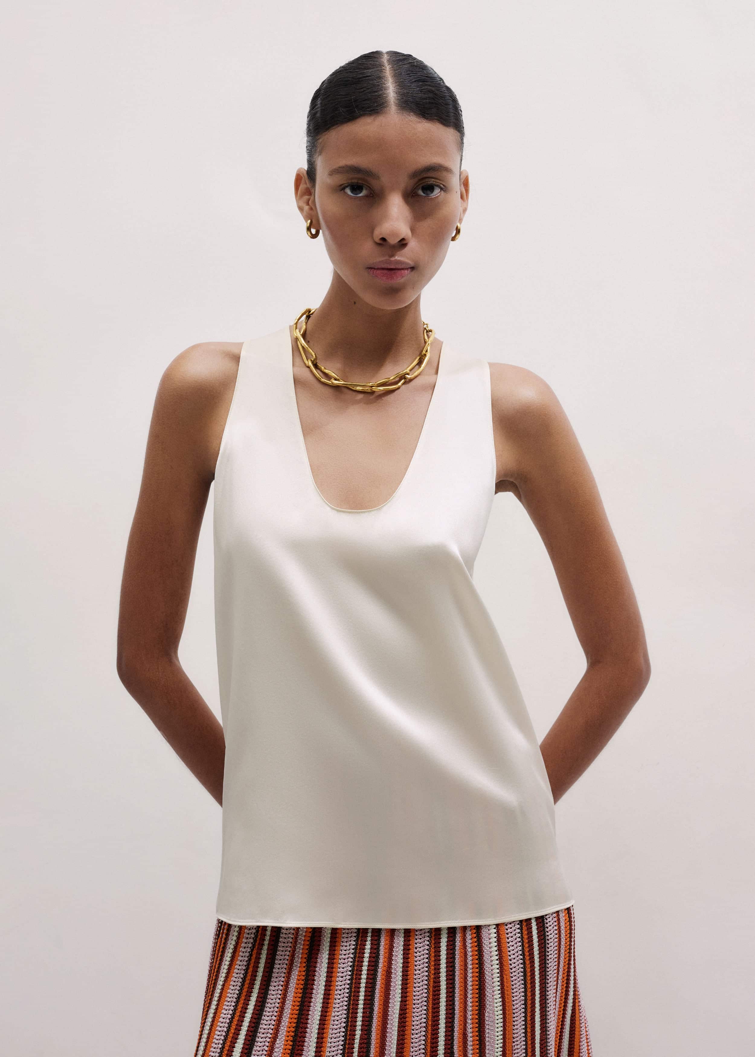 Cream Fluid Evening Tank Top meandem