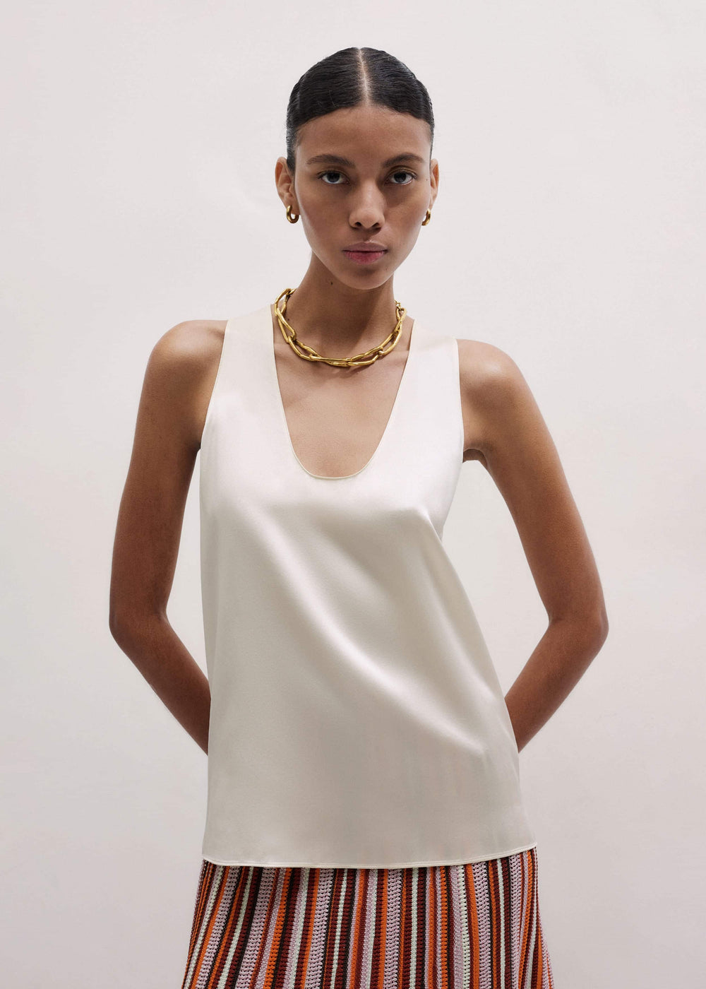 Cream Fluid Evening Tank Top meandem