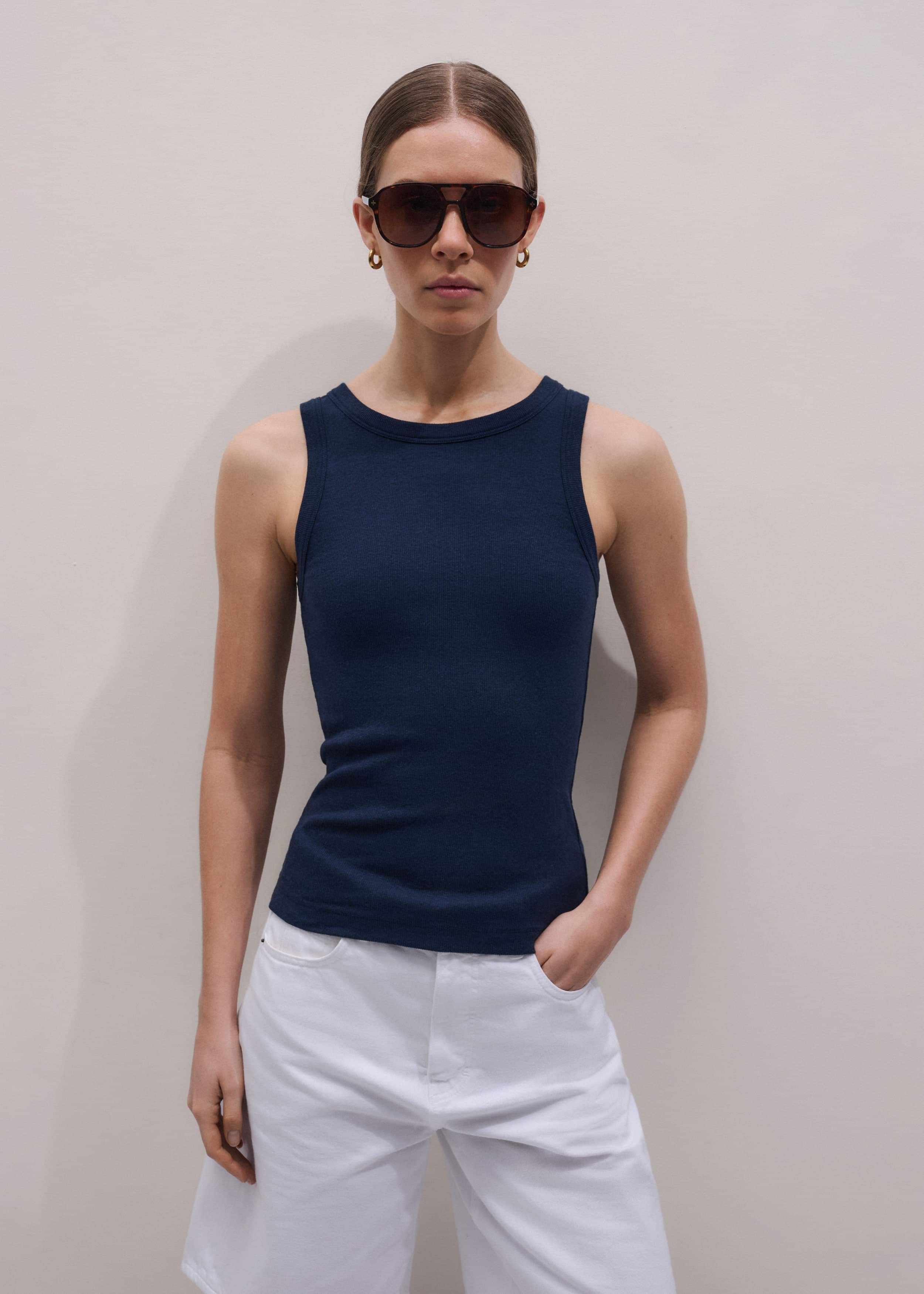 Navy Ultimate Crew Neck Perfect Basic Tank meandem