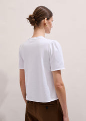 White Raw Edge V-Neck Swing Sweatshirt meandem
