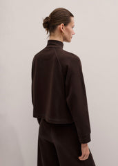 Brown Sweatshirt Cropped Funnel Neck Top meandem