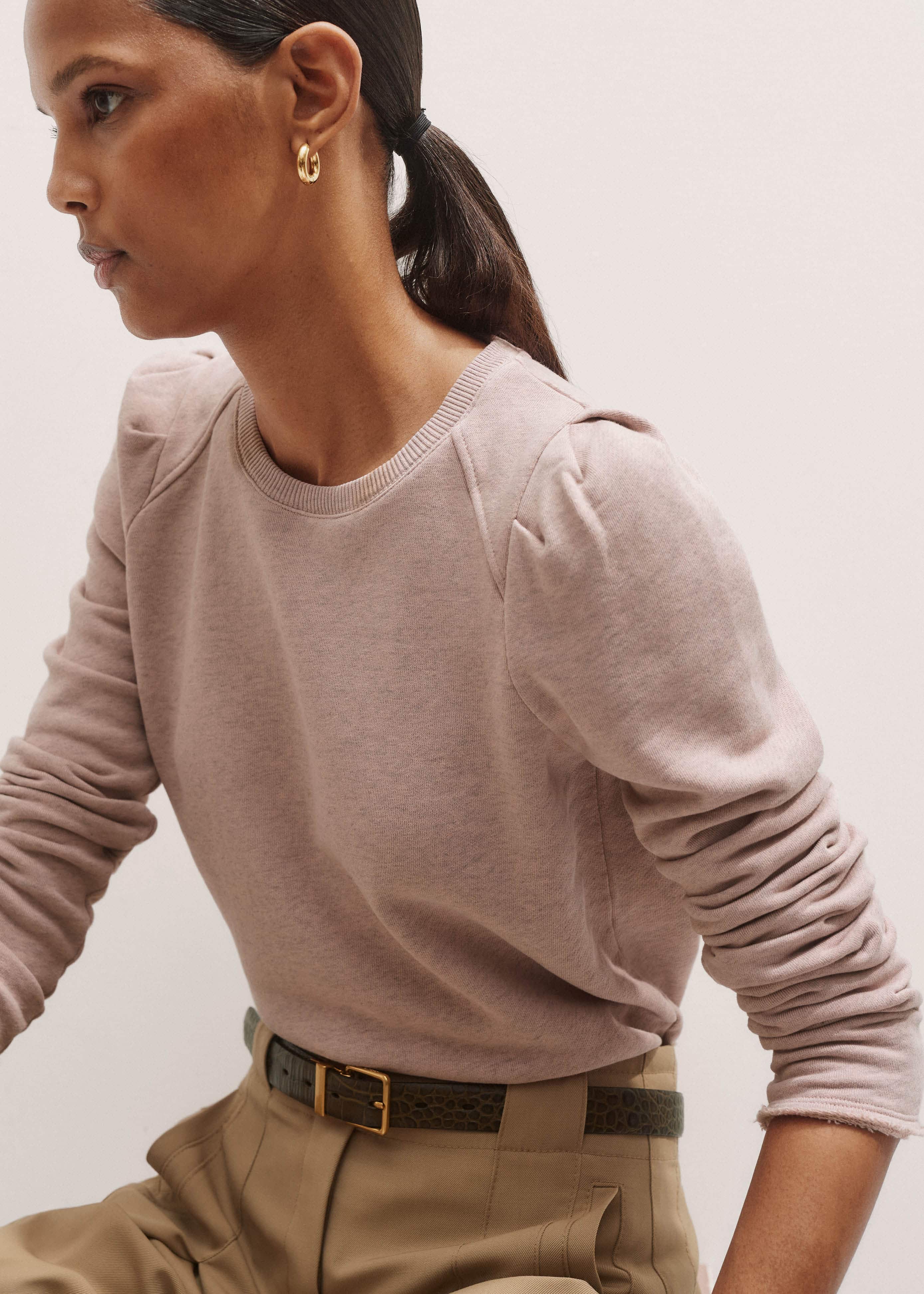 Pink Raw Edge Feminine Sweatshirt meandem