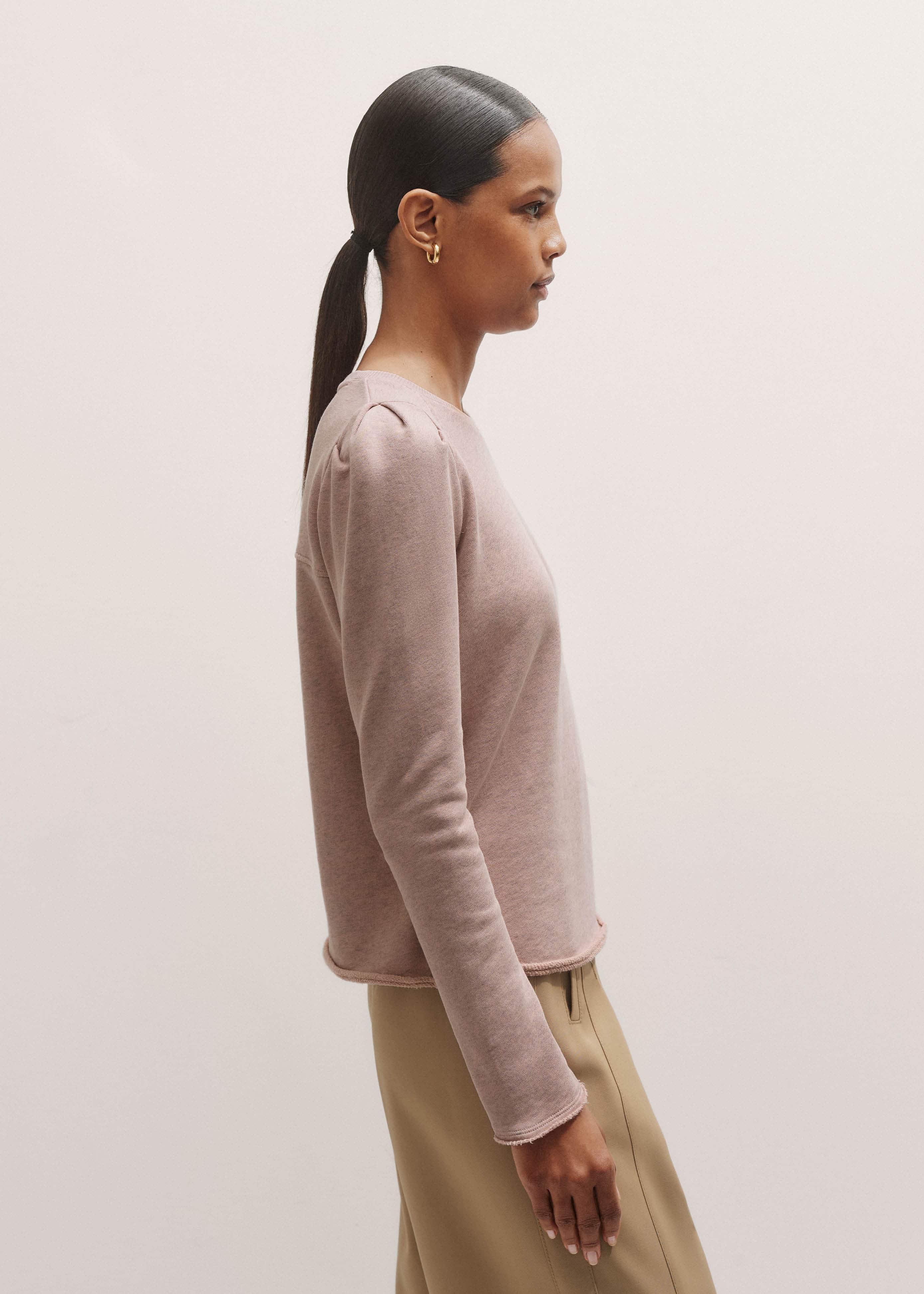 Pink Raw Edge Feminine Sweatshirt meandem