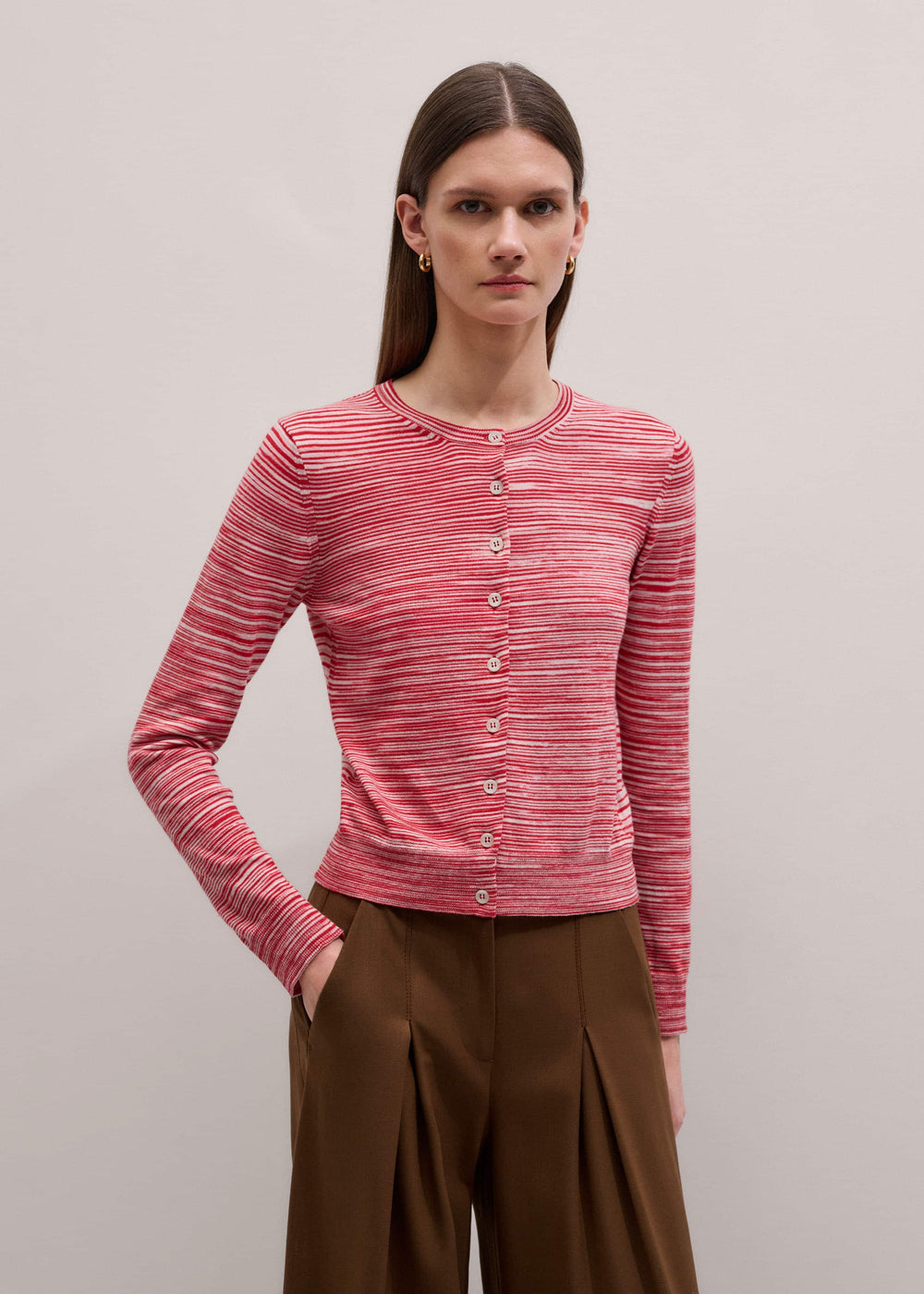 Red Spacedye Slim Fit Cardigan meandem