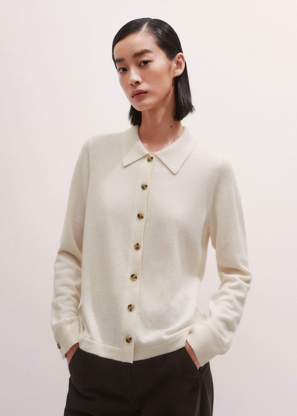 Cream Relaxed Knit Shirt meandem