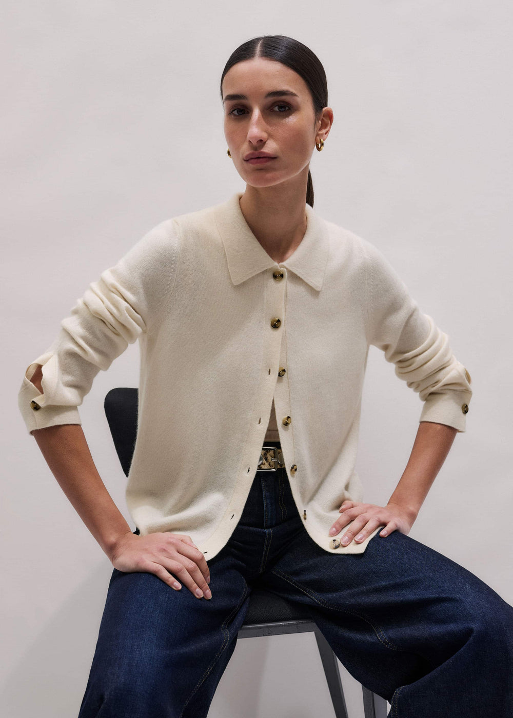 Cream Relaxed Knit Shirt meandem