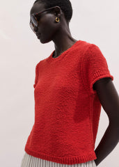 Red Bouclé Straight Baby Tee meandem