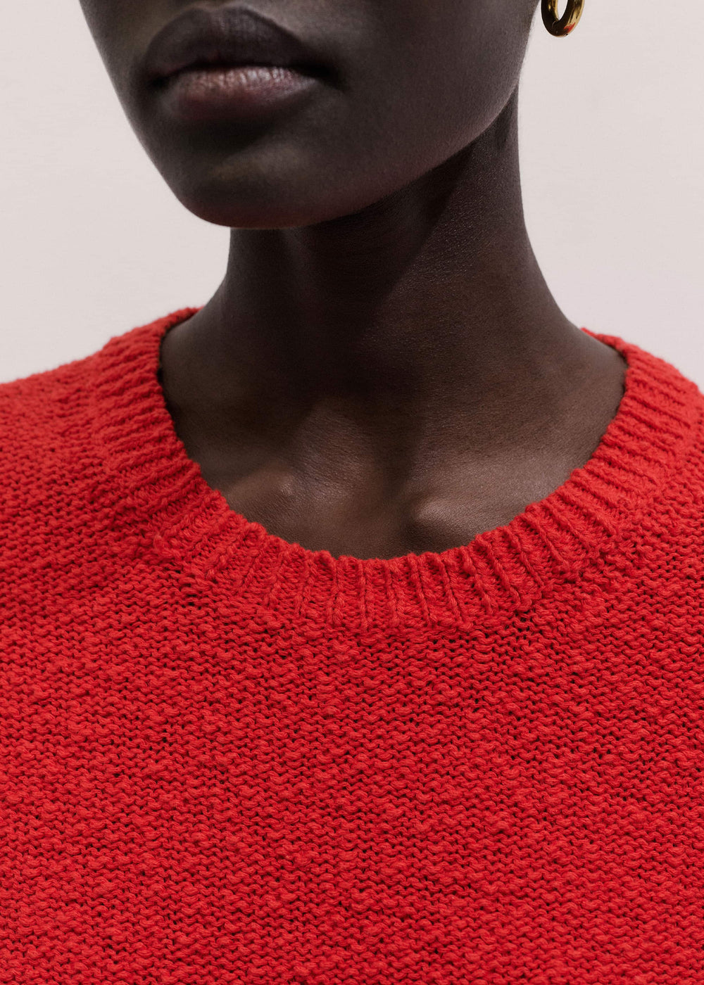 Red Bouclé Straight Baby Tee meandem
