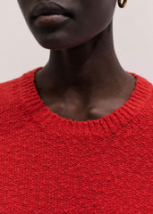 Red Bouclé Straight Baby Tee meandem