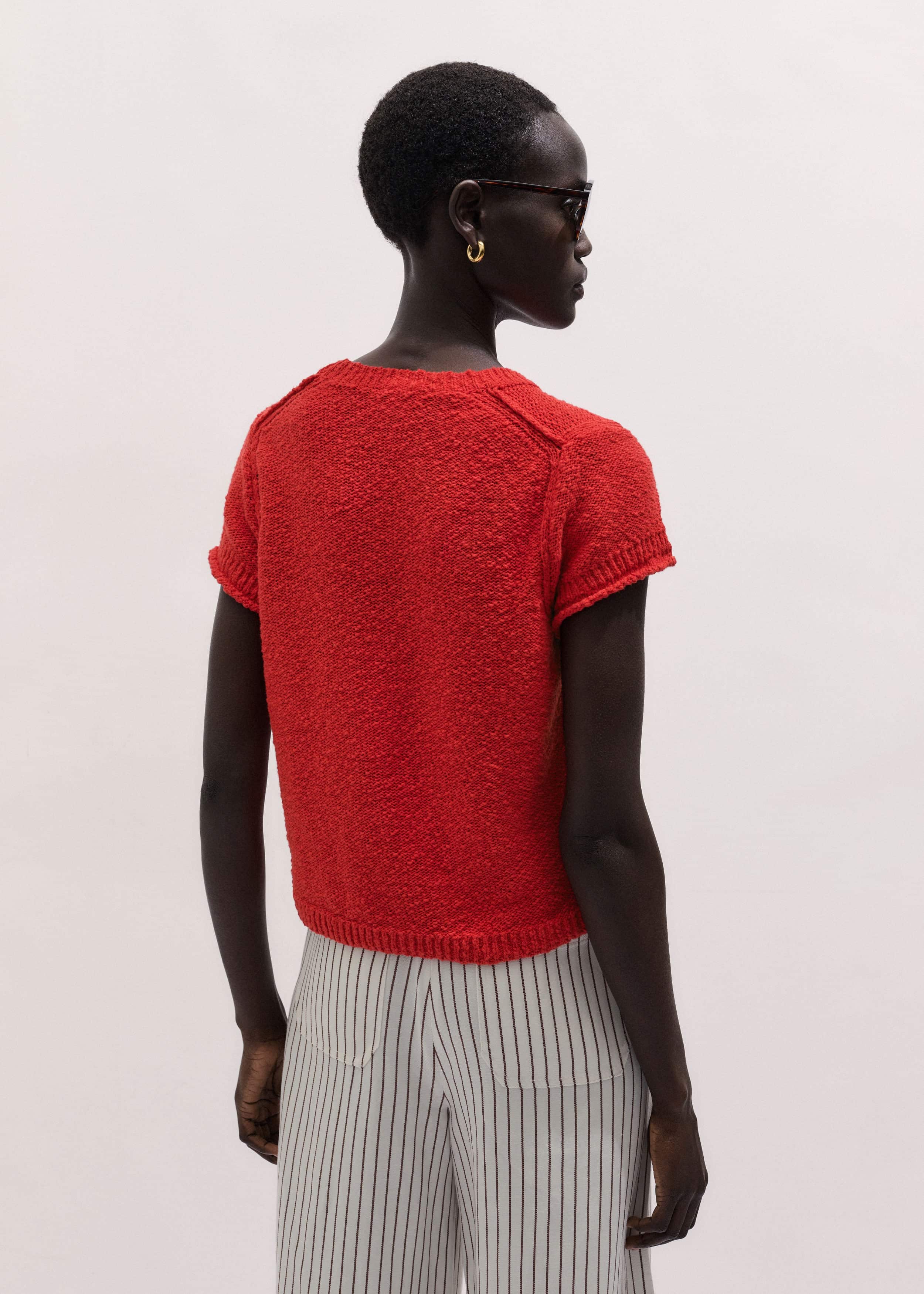 Red Bouclé Straight Baby Tee meandem