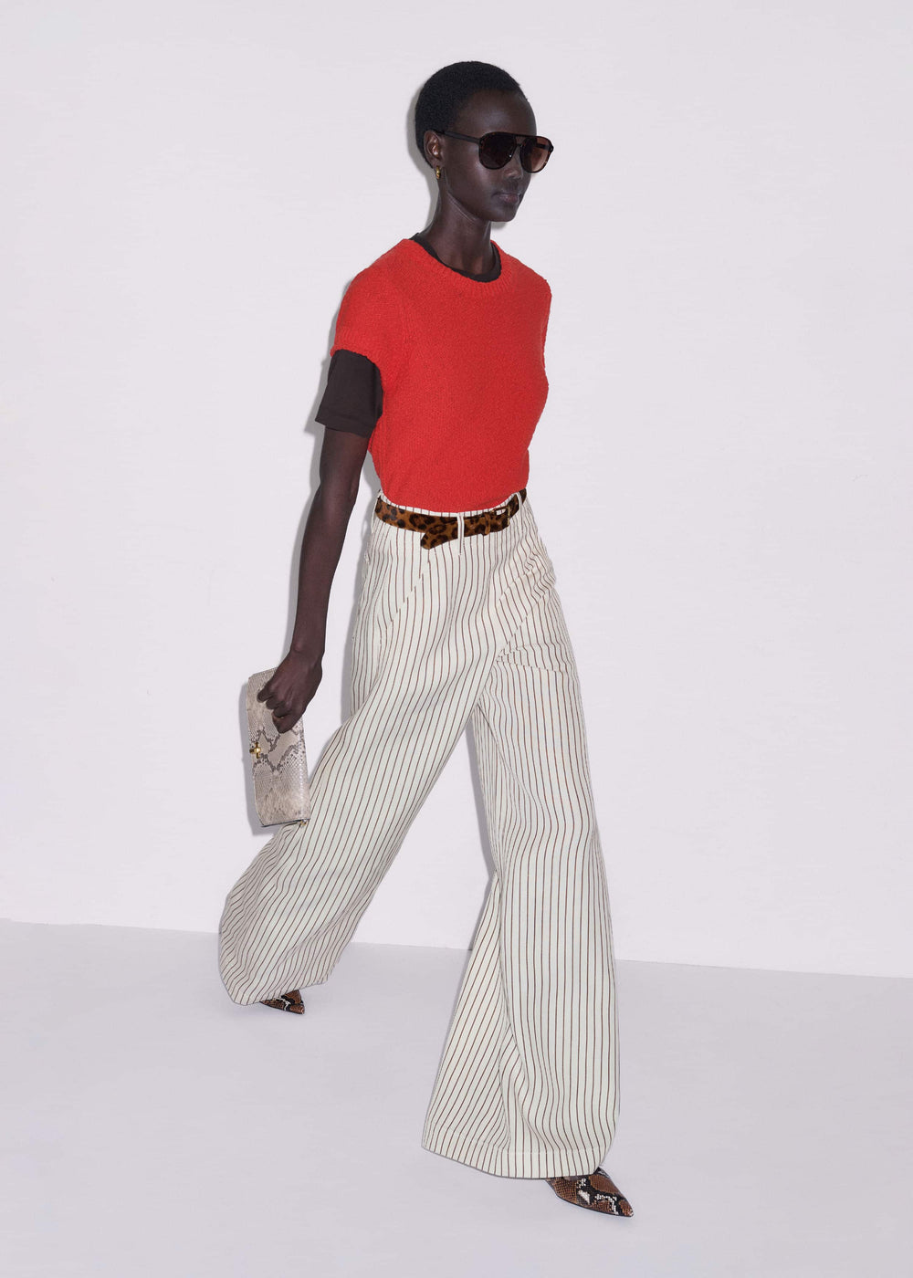 Red Bouclé Straight Baby Tee meandem