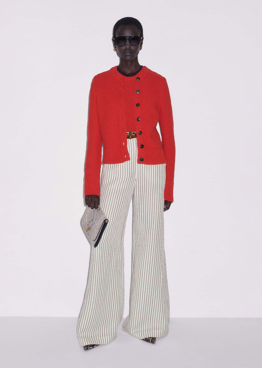 Red Bouclé Straight Baby Tee meandem