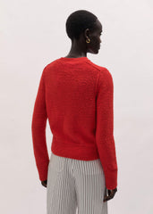 Red Bouclé Straight Knit Cardigan meandem