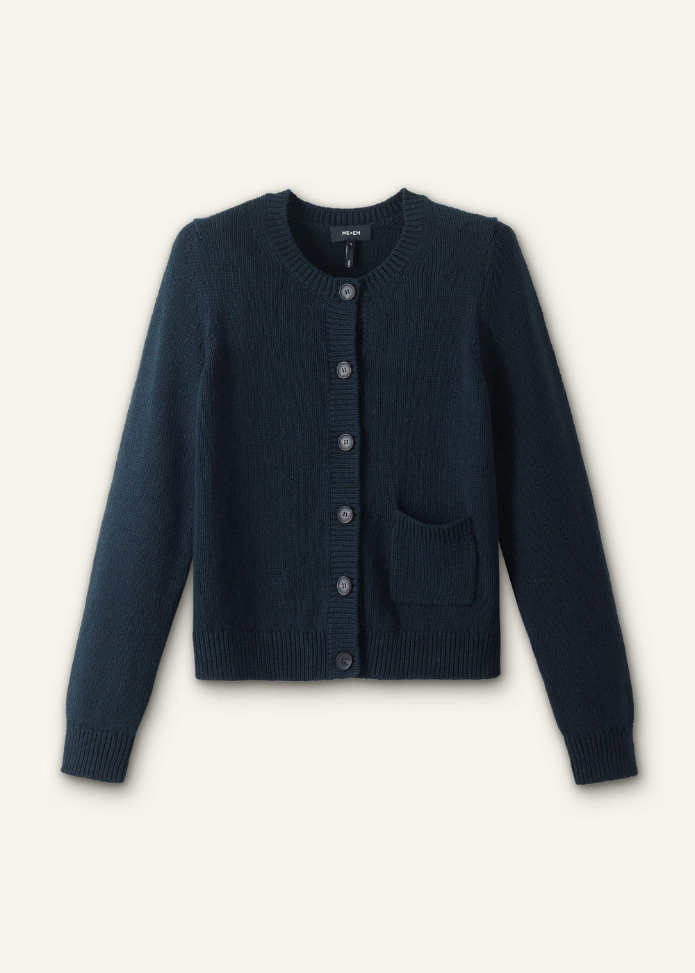 Navy Boxy Knit Straight Cardigan meandem