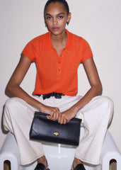 Orange Merino Cashmere Silk Straight Polo Tee meandem