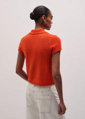 Orange Merino Cashmere Silk Straight Polo Tee meandem